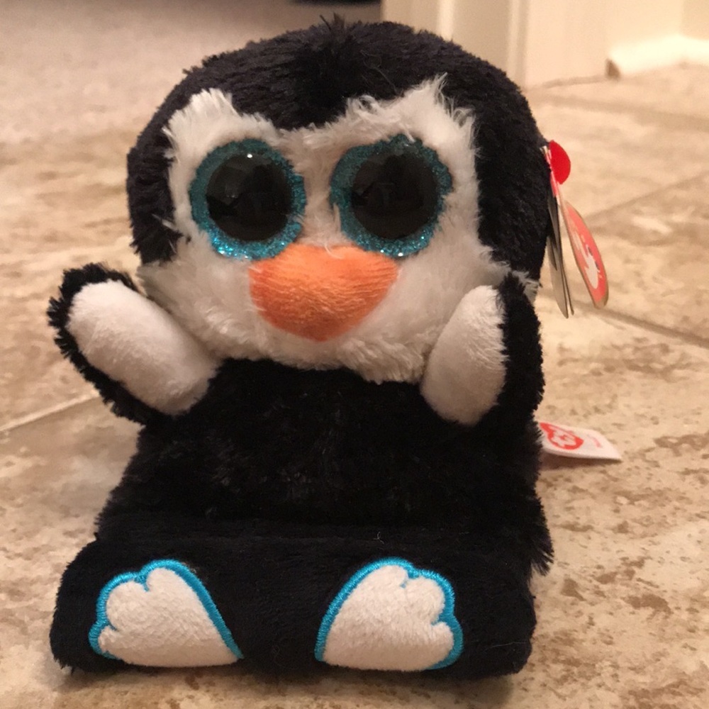 Ty Peek A Boos Penni The Penguin Phone Holder Screen Cleaner Plush StuffedAnimal